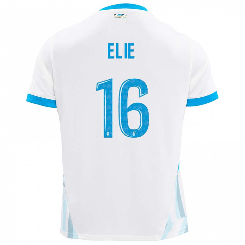 Niño Camiseta Anaïs Elie #16 Blanco Azul Cielo 1ª Equipación 2024/25 La Camisa