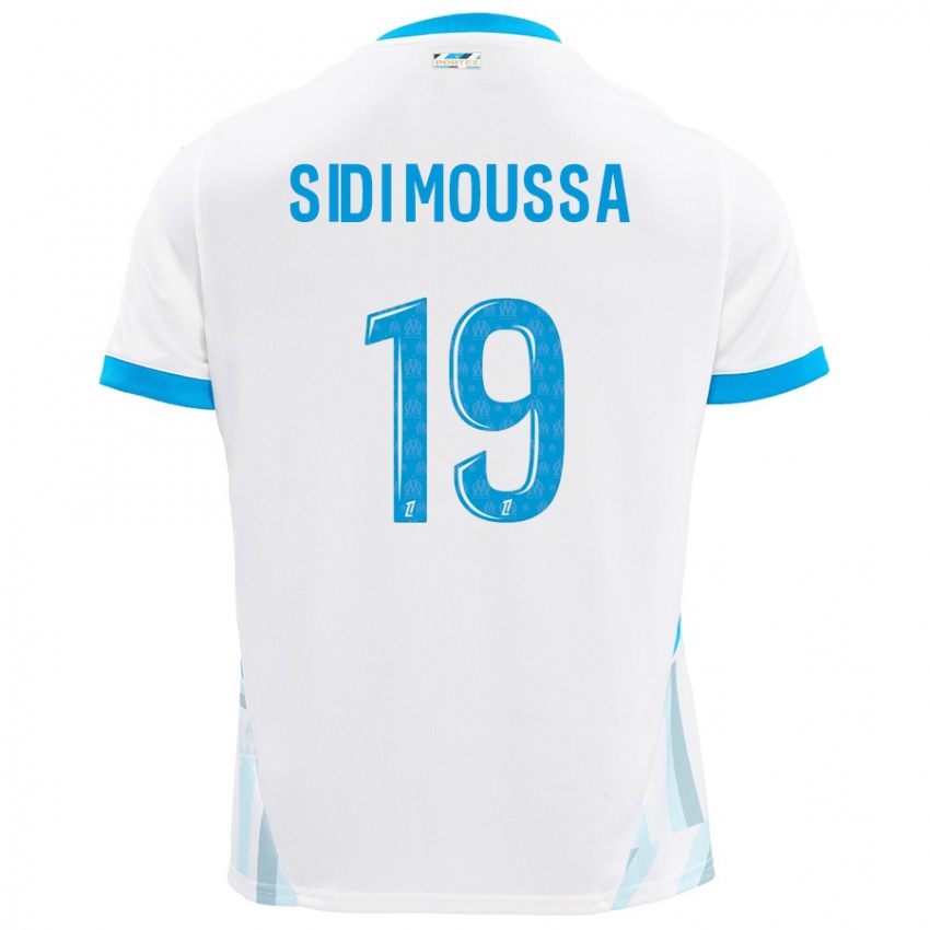 Niño Camiseta Salima Sidi Moussa #19 Blanco Azul Cielo 1ª Equipación 2024/25 La Camisa