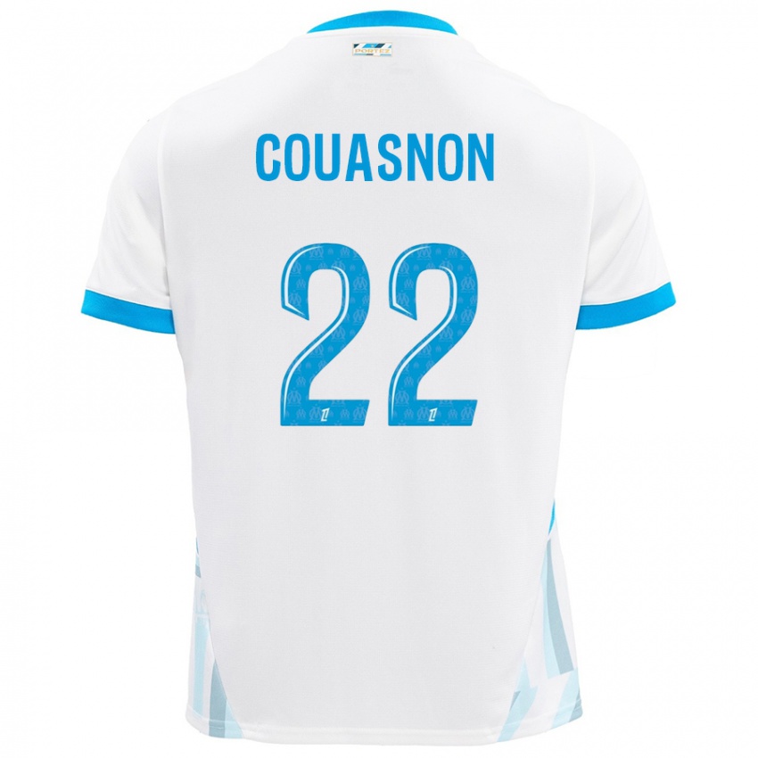 Niño Camiseta Roxane Couasnon #22 Blanco Azul Cielo 1ª Equipación 2024/25 La Camisa