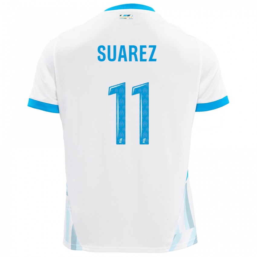 Niño Camiseta Luis Suarez #11 Blanco Azul Cielo 1ª Equipación 2024/25 La Camisa