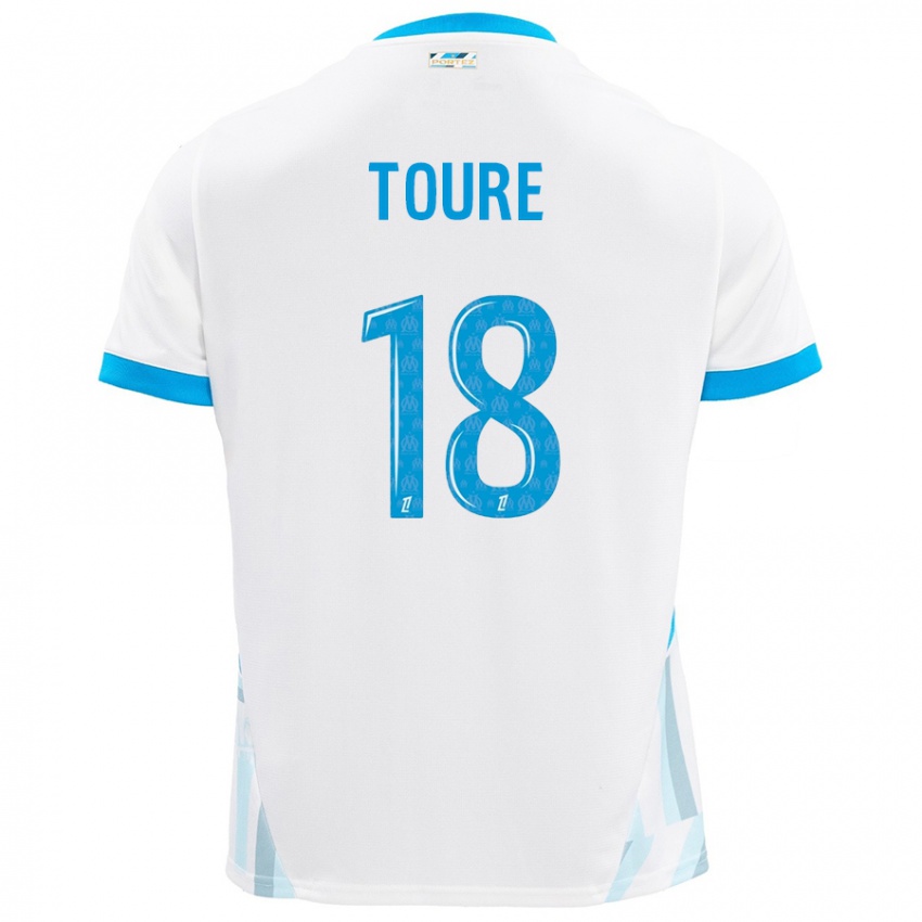 Niño Camiseta Isaak Toure #18 Blanco Azul Cielo 1ª Equipación 2024/25 La Camisa