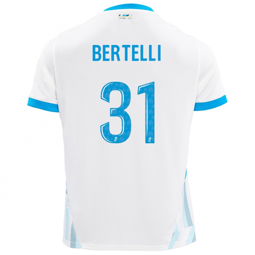 Niño Camiseta Ugo Bertelli #31 Blanco Azul Cielo 1ª Equipación 2024/25 La Camisa