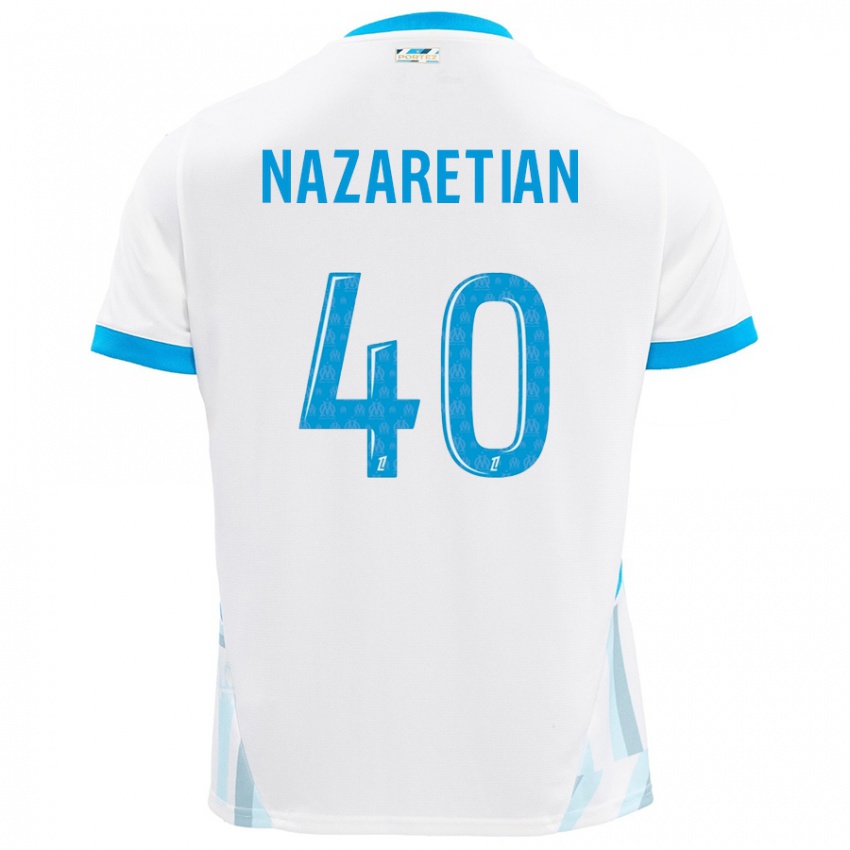 Niño Camiseta Manuel Nazaretian #40 Blanco Azul Cielo 1ª Equipación 2024/25 La Camisa