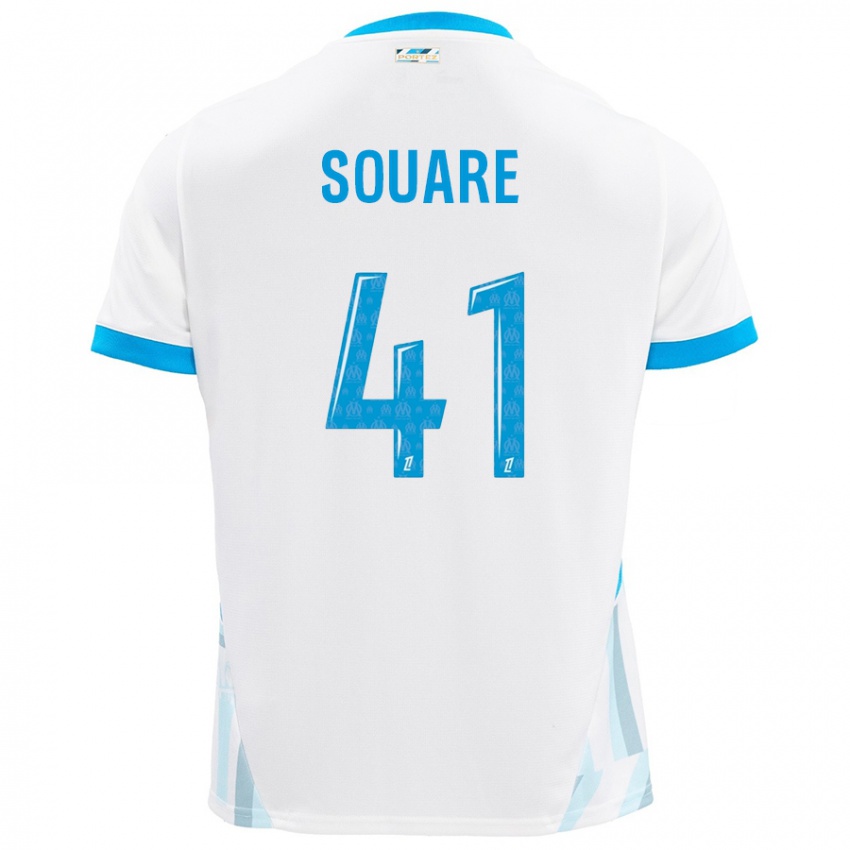 Niño Camiseta Cheick Souare #41 Blanco Azul Cielo 1ª Equipación 2024/25 La Camisa