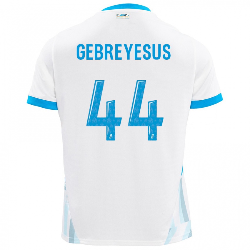 Niño Camiseta Esey Gebreyesus #44 Blanco Azul Cielo 1ª Equipación 2024/25 La Camisa