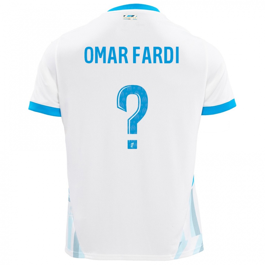 Niño Camiseta El Omar Fardi #0 Blanco Azul Cielo 1ª Equipación 2024/25 La Camisa