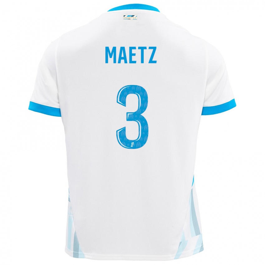 Niño Camiseta Agathe Maetz #3 Blanco Azul Cielo 1ª Equipación 2024/25 La Camisa