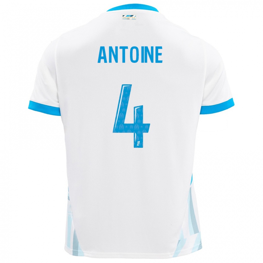 Niño Camiseta Maud Antoine #4 Blanco Azul Cielo 1ª Equipación 2024/25 La Camisa