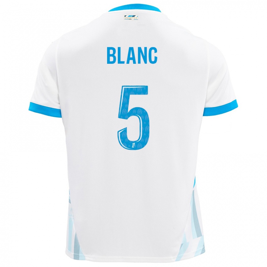 Niño Camiseta Amandine Blanc #5 Blanco Azul Cielo 1ª Equipación 2024/25 La Camisa