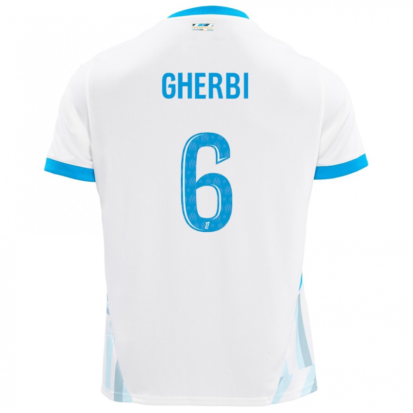 Niño Camiseta Candice Gherbi #6 Blanco Azul Cielo 1ª Equipación 2024/25 La Camisa