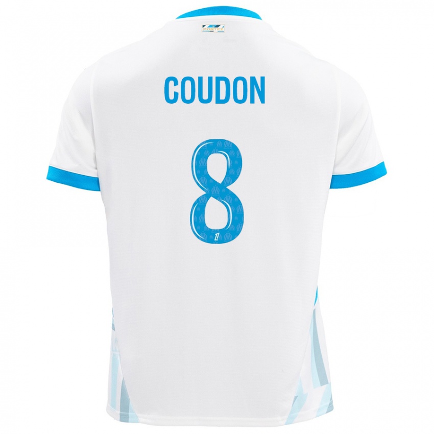 Niño Camiseta Marine Coudon #8 Blanco Azul Cielo 1ª Equipación 2024/25 La Camisa