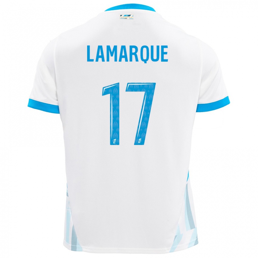 Niño Camiseta Alais Lamarque #17 Blanco Azul Cielo 1ª Equipación 2024/25 La Camisa