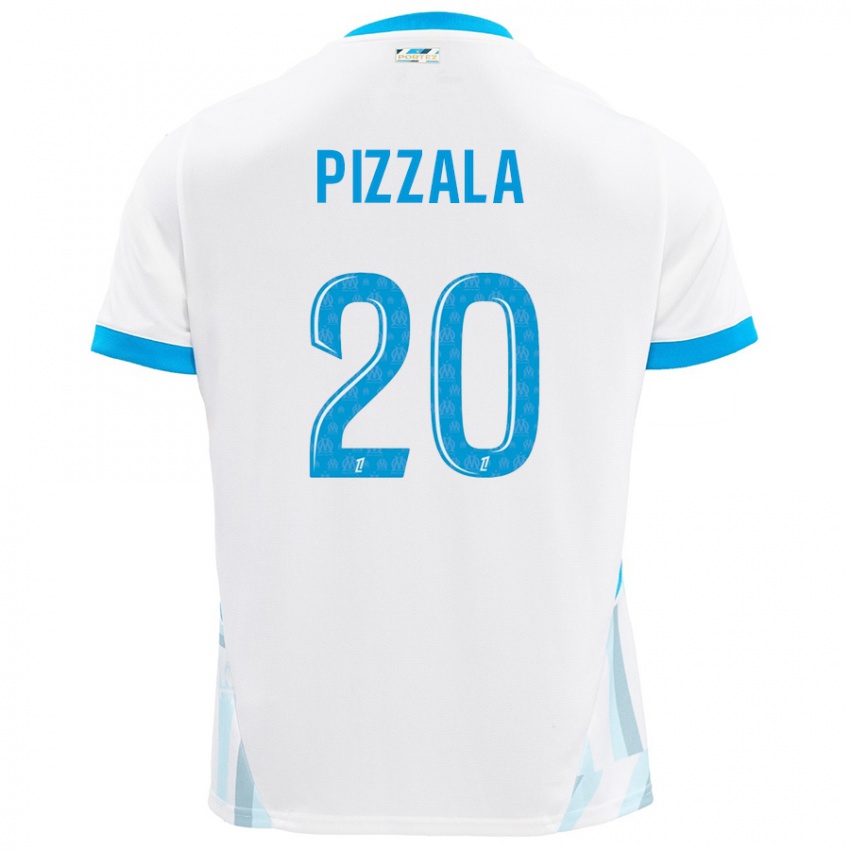 Niño Camiseta Caroline Pizzala #20 Blanco Azul Cielo 1ª Equipación 2024/25 La Camisa