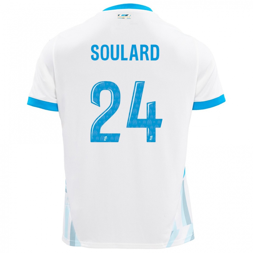 Niño Camiseta Amandine Soulard #24 Blanco Azul Cielo 1ª Equipación 2024/25 La Camisa