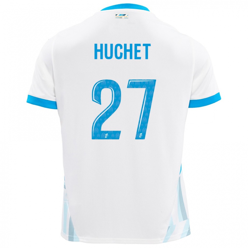 Niño Camiseta Sarah Huchet #27 Blanco Azul Cielo 1ª Equipación 2024/25 La Camisa