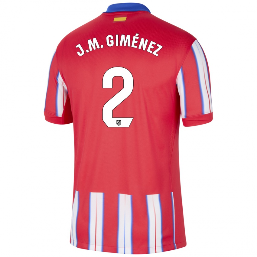 Niño Camiseta José María Giménez #2 Rojo Blanco Azul 1ª Equipación 2024/25 La Camisa