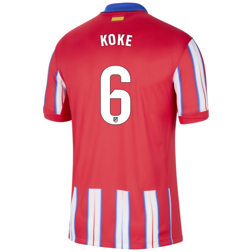 Niño Camiseta Koke #6 Rojo Blanco Azul 1ª Equipación 2024/25 La Camisa