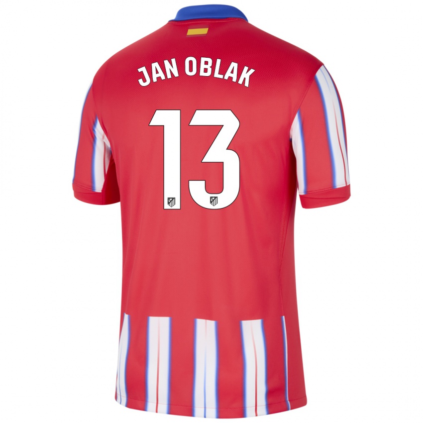 Niño Camiseta Jan Oblak #13 Rojo Blanco Azul 1ª Equipación 2024/25 La Camisa