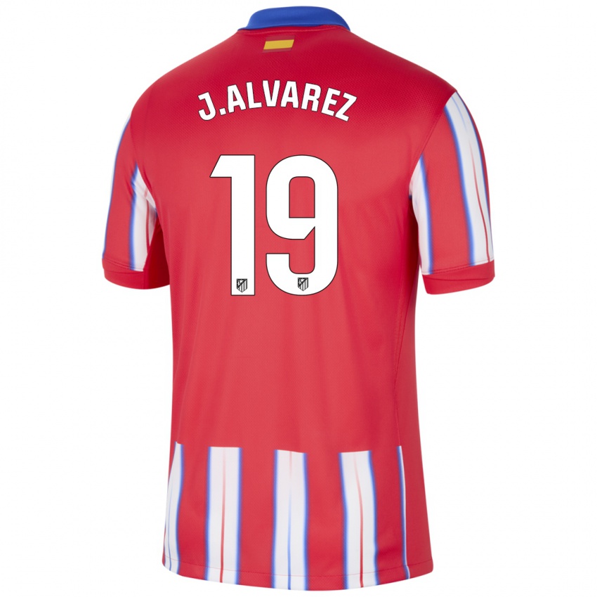 Niño Camiseta Julian Alvarez #19 Rojo Blanco Azul 1ª Equipación 2024/25 La Camisa