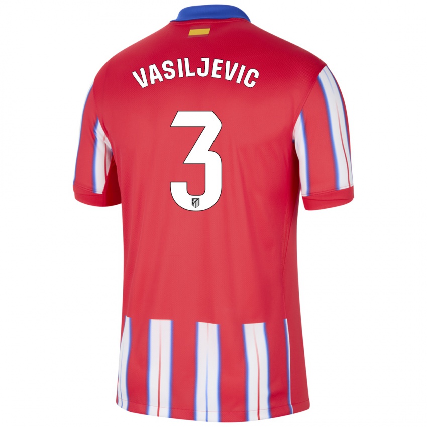 Niño Camiseta Ivan Vasiljevic #3 Rojo Blanco Azul 1ª Equipación 2024/25 La Camisa