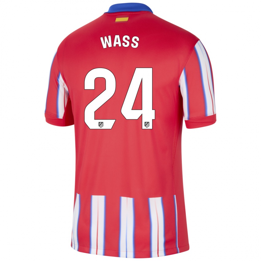 Niño Camiseta Daniel Wass #24 Rojo Blanco Azul 1ª Equipación 2024/25 La Camisa