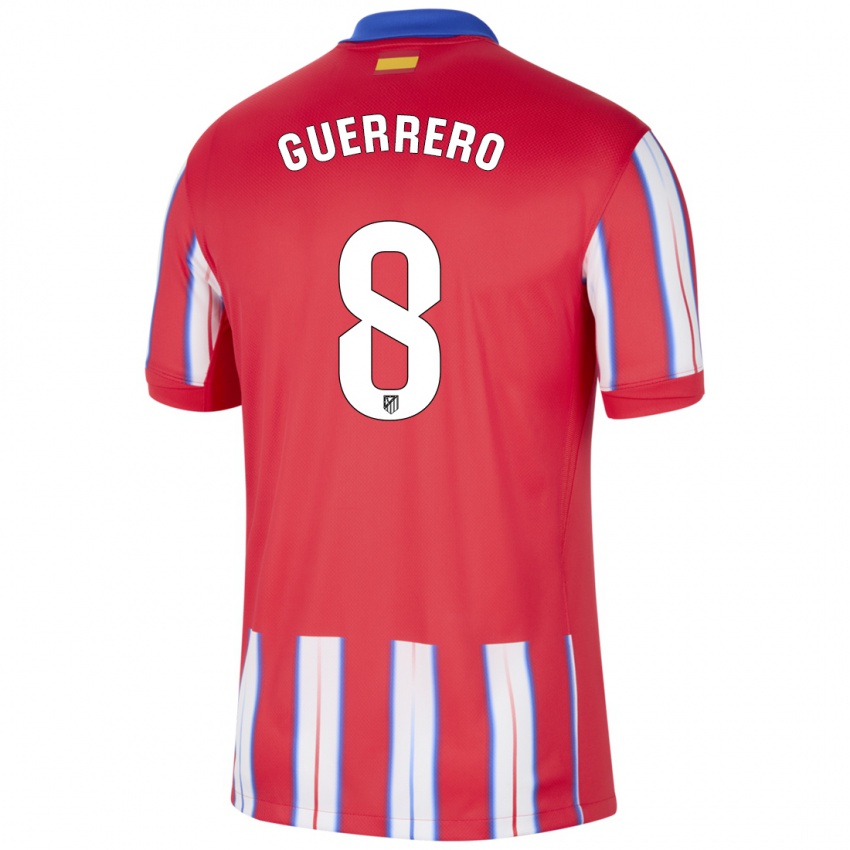 Niño Camiseta Irene Guerrero #8 Rojo Blanco Azul 1ª Equipación 2024/25 La Camisa