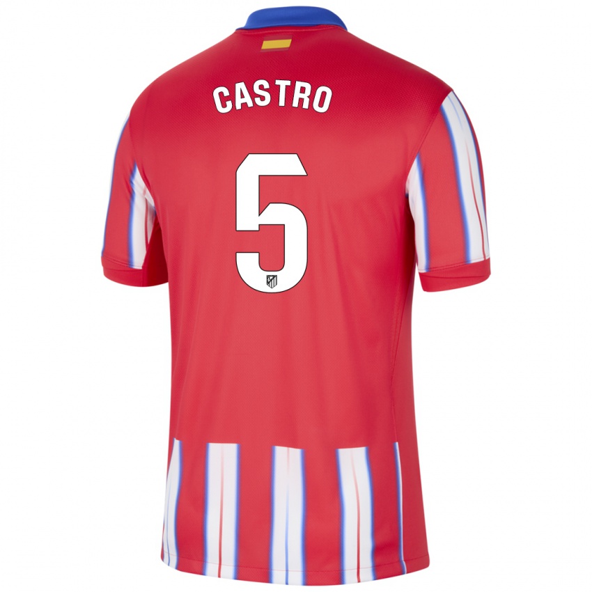 Niño Camiseta Oscar Castro #5 Rojo Blanco Azul 1ª Equipación 2024/25 La Camisa