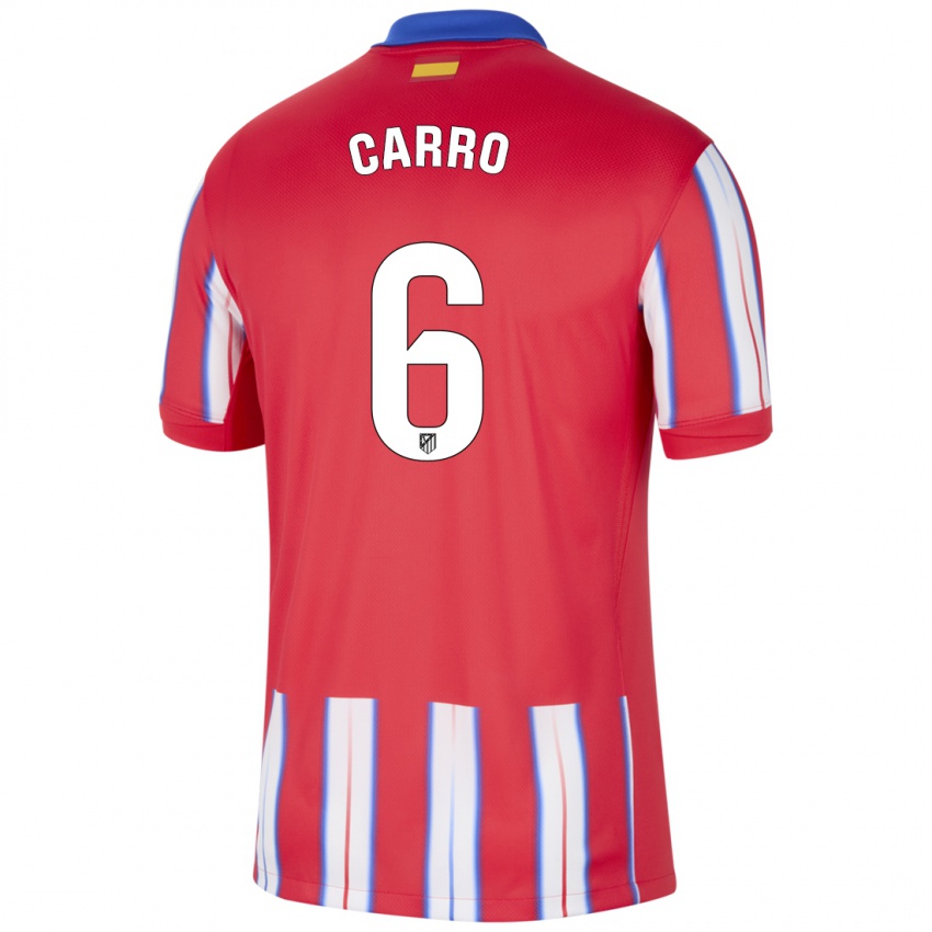 Niño Camiseta Mikel Carro #6 Rojo Blanco Azul 1ª Equipación 2024/25 La Camisa