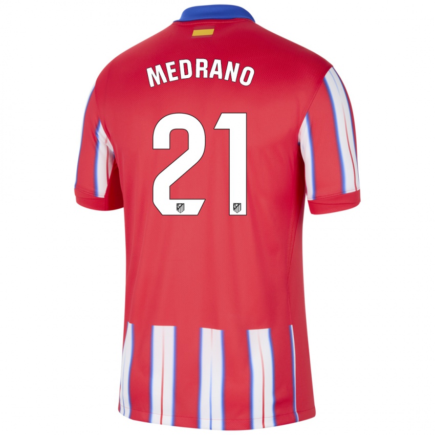 Niño Camiseta Fernando Medrano #21 Rojo Blanco Azul 1ª Equipación 2024/25 La Camisa