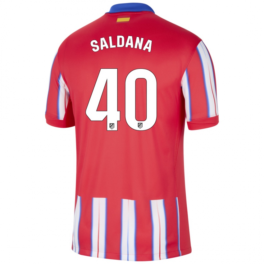 Niño Camiseta Jose Saldana #40 Rojo Blanco Azul 1ª Equipación 2024/25 La Camisa