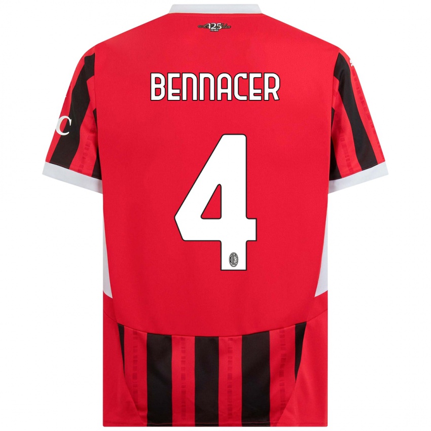 Niño Camiseta Ismael Bennacer #4 Rojo Negro 1ª Equipación 2024/25 La Camisa