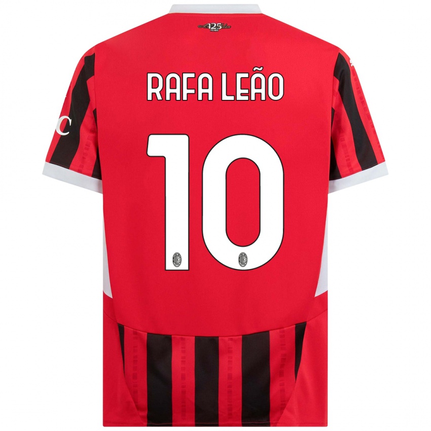 Niño Camiseta Rafael Leao #10 Rojo Negro 1ª Equipación 2024/25 La Camisa