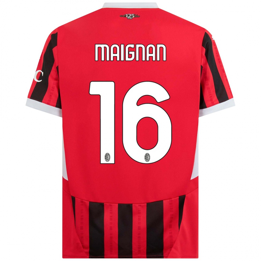 Niño Camiseta Mike Maignan #16 Rojo Negro 1ª Equipación 2024/25 La Camisa