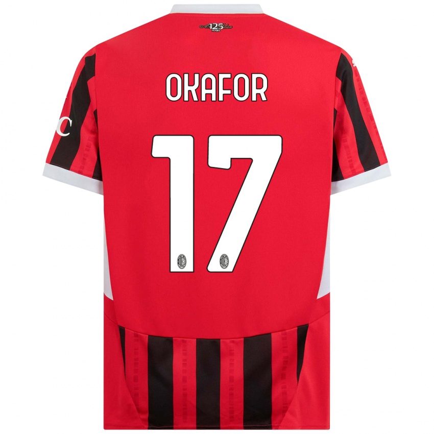 Niño Camiseta Noah Okafor #17 Rojo Negro 1ª Equipación 2024/25 La Camisa