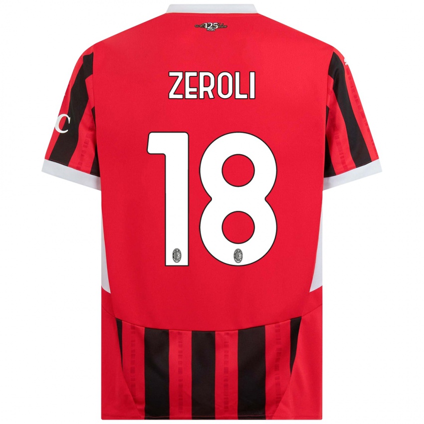 Niño Camiseta Kevin Zeroli #18 Rojo Negro 1ª Equipación 2024/25 La Camisa