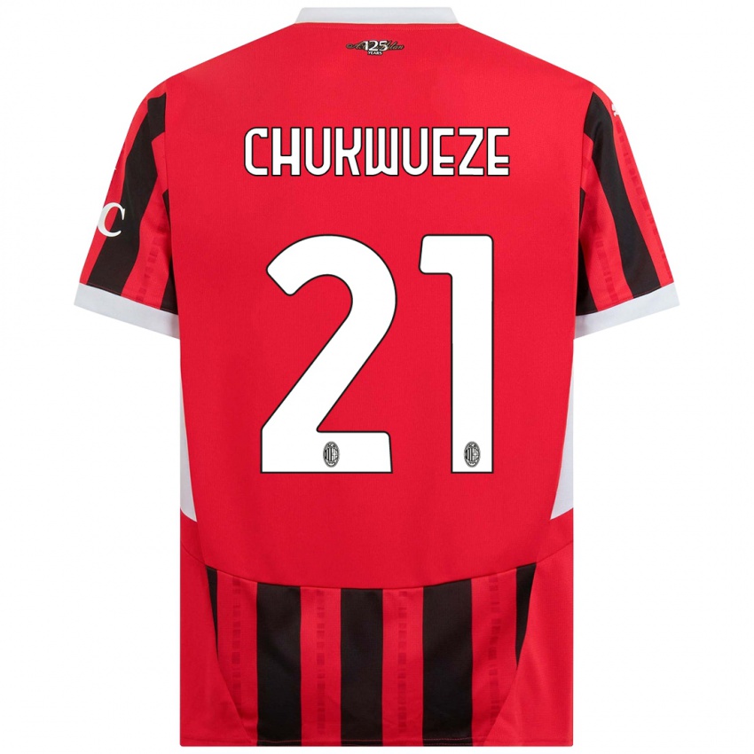 Niño Camiseta Samuel Chukwueze #21 Rojo Negro 1ª Equipación 2024/25 La Camisa