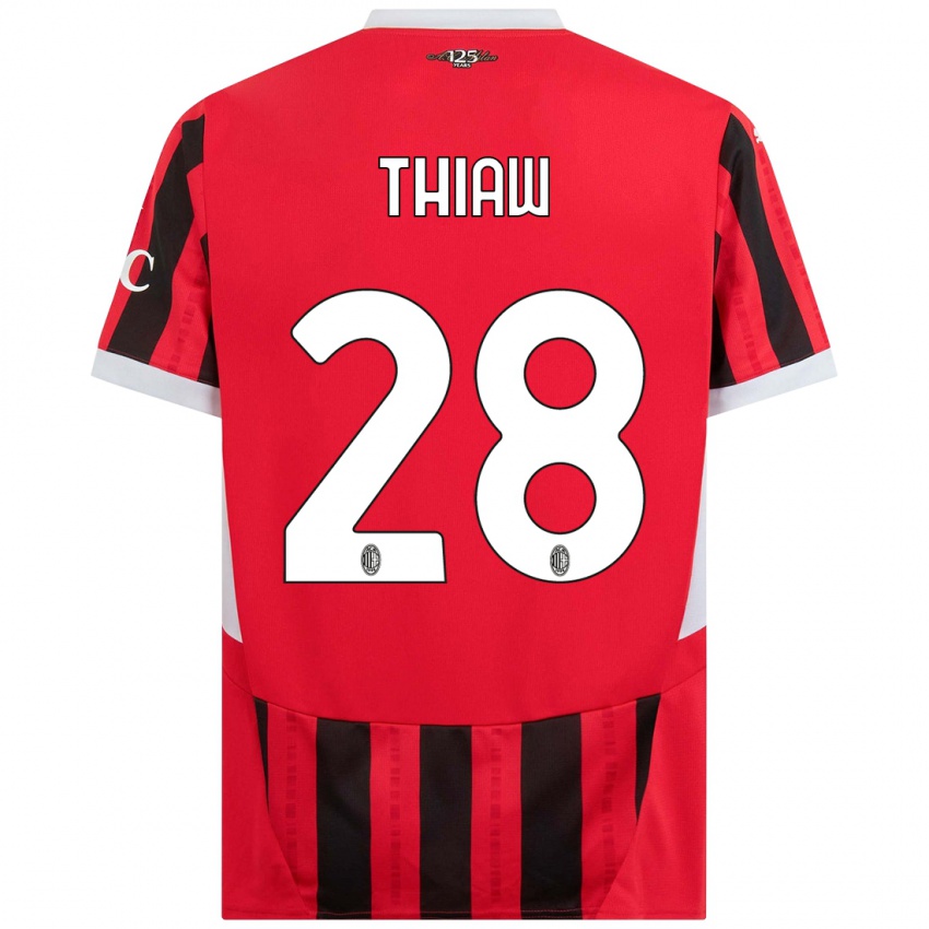 Niño Camiseta Malick Thiaw #28 Rojo Negro 1ª Equipación 2024/25 La Camisa