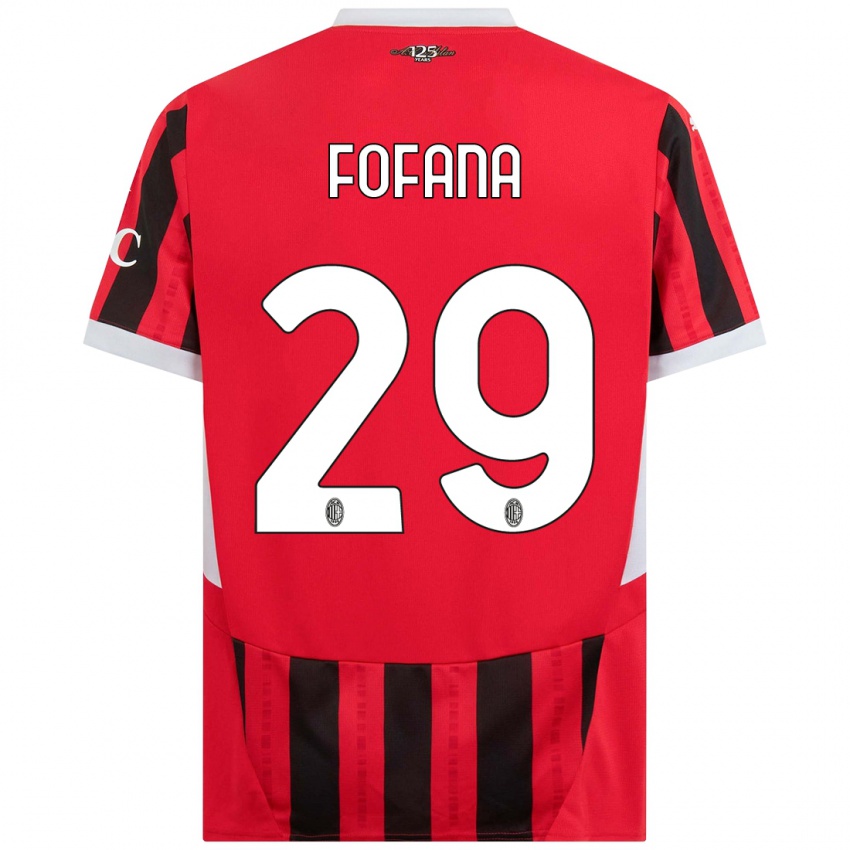 Niño Camiseta Youssouf Fofana #29 Rojo Negro 1ª Equipación 2024/25 La Camisa