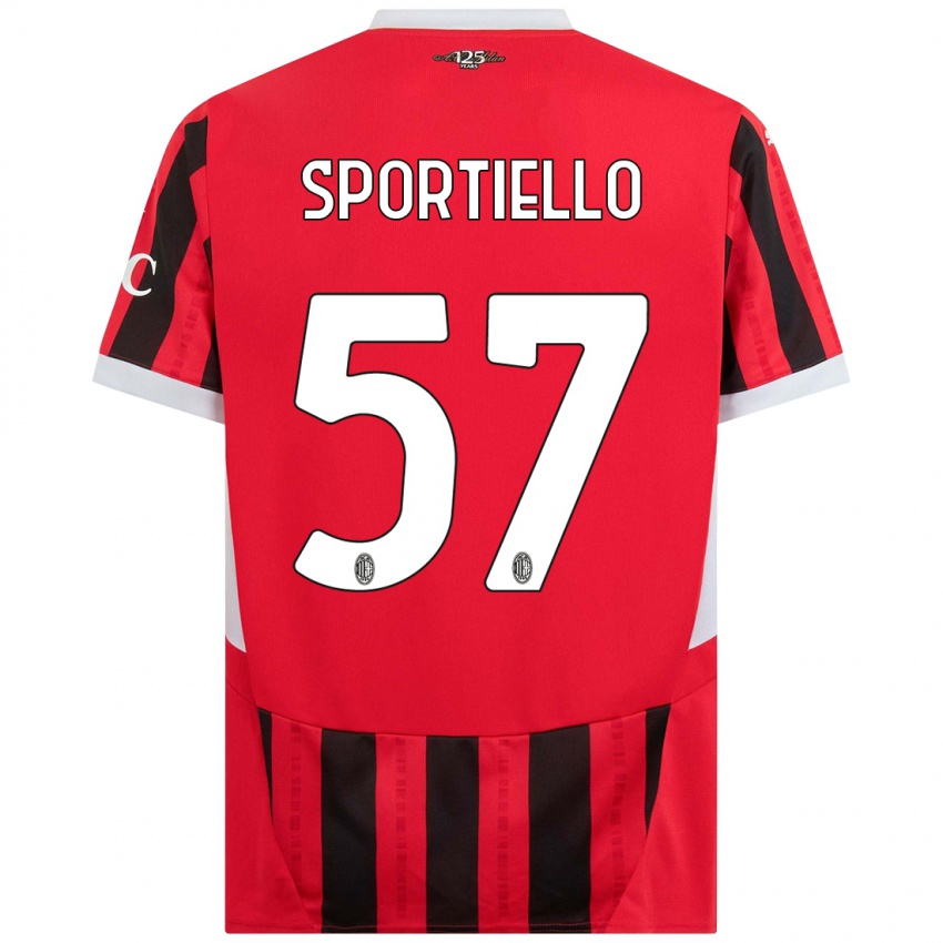 Niño Camiseta Marco Sportiello #57 Rojo Negro 1ª Equipación 2024/25 La Camisa