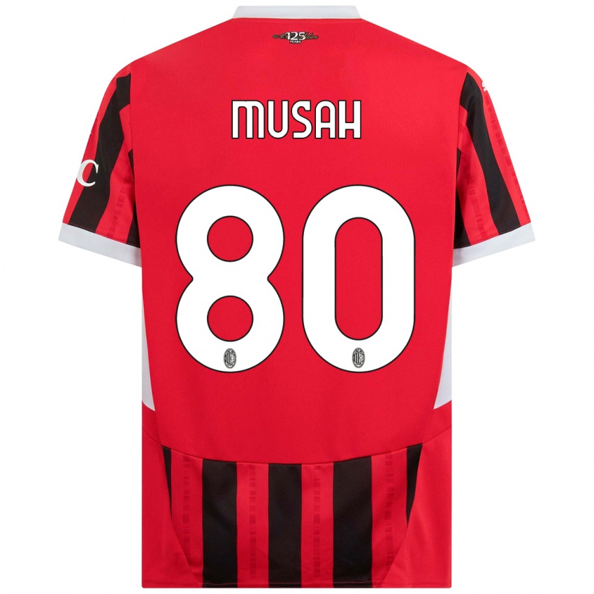 Niño Camiseta Yunus Musah #80 Rojo Negro 1ª Equipación 2024/25 La Camisa