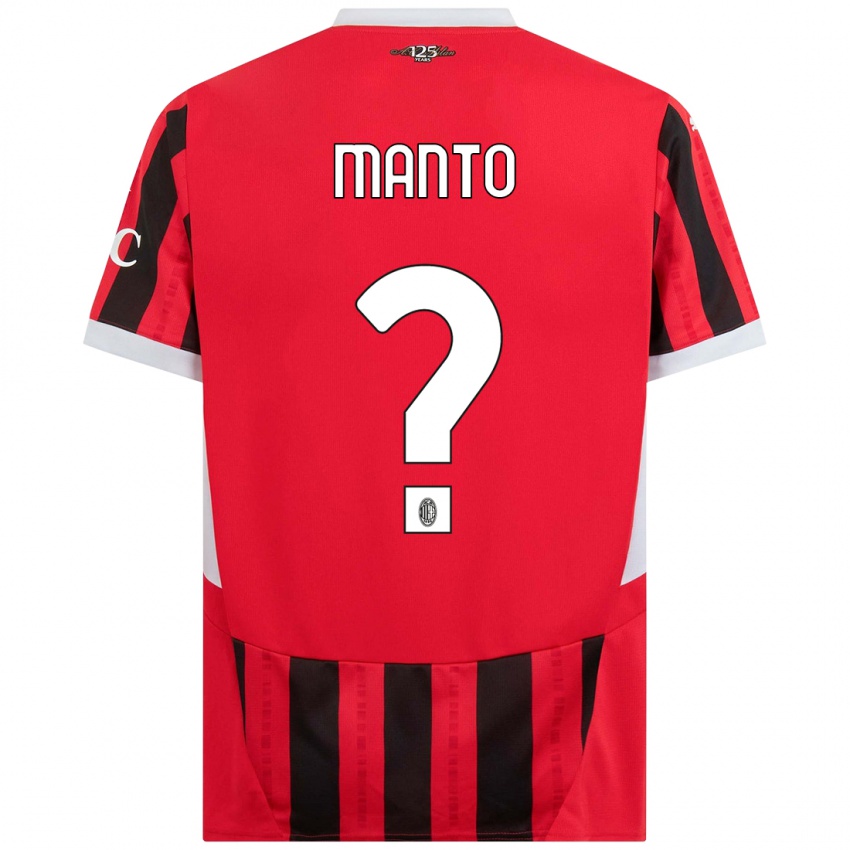 Niño Camiseta Gaetano Manto #0 Rojo Negro 1ª Equipación 2024/25 La Camisa