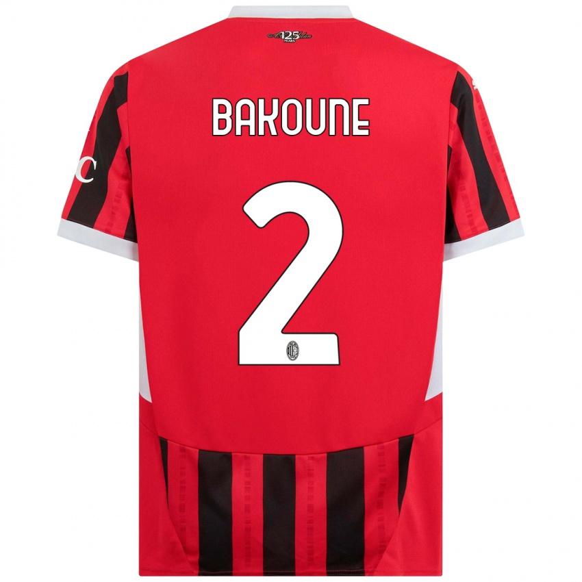 Niño Camiseta Adam Bakoune #2 Rojo Negro 1ª Equipación 2024/25 La Camisa