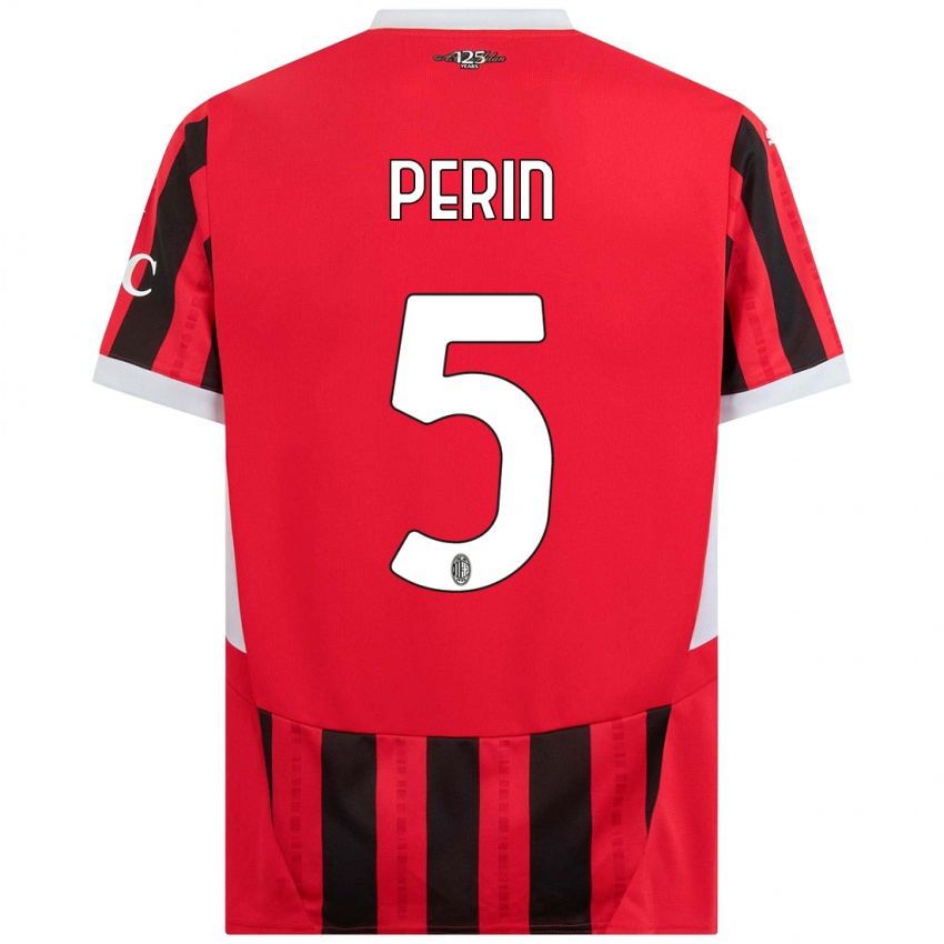 Niño Camiseta Ernesto Perin #5 Rojo Negro 1ª Equipación 2024/25 La Camisa