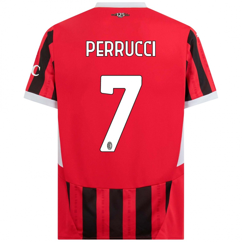 Niño Camiseta Vincenzo Perrucci #7 Rojo Negro 1ª Equipación 2024/25 La Camisa