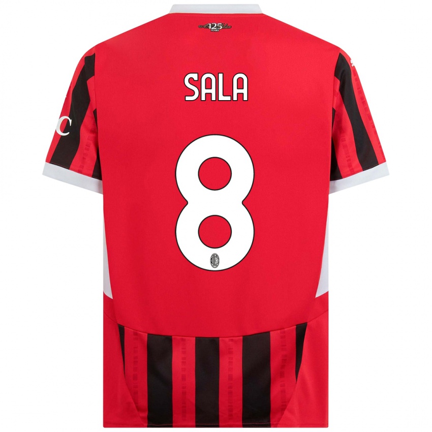 Niño Camiseta Emanuele Sala #8 Rojo Negro 1ª Equipación 2024/25 La Camisa