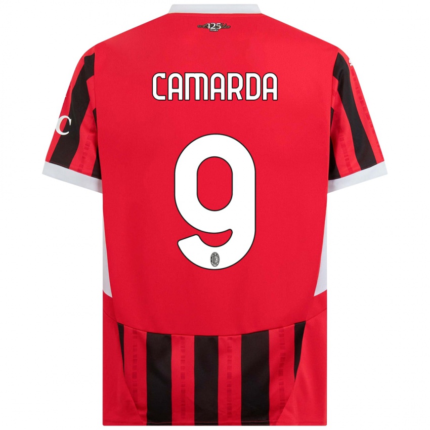 Niño Camiseta Francesco Camarda #9 Rojo Negro 1ª Equipación 2024/25 La Camisa