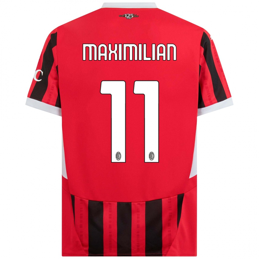 Niño Camiseta Maximilian Ibrahimović #11 Rojo Negro 1ª Equipación 2024/25 La Camisa