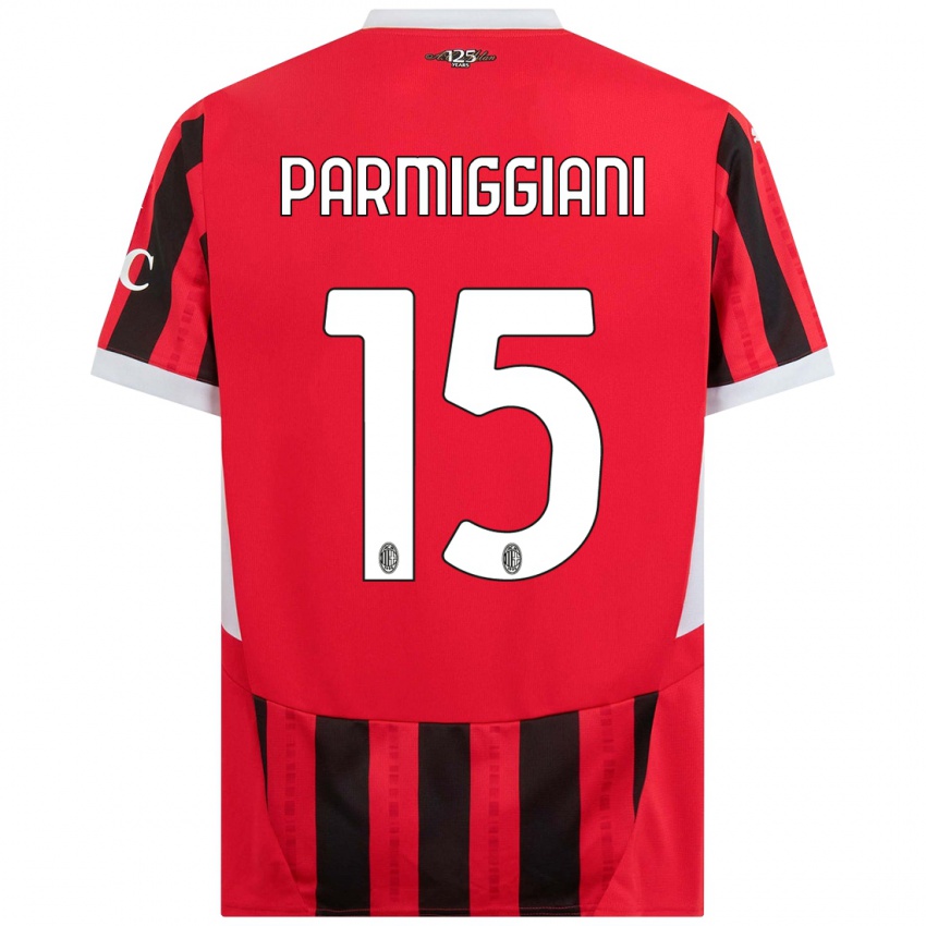 Niño Camiseta Pietro Parmiggiani #15 Rojo Negro 1ª Equipación 2024/25 La Camisa