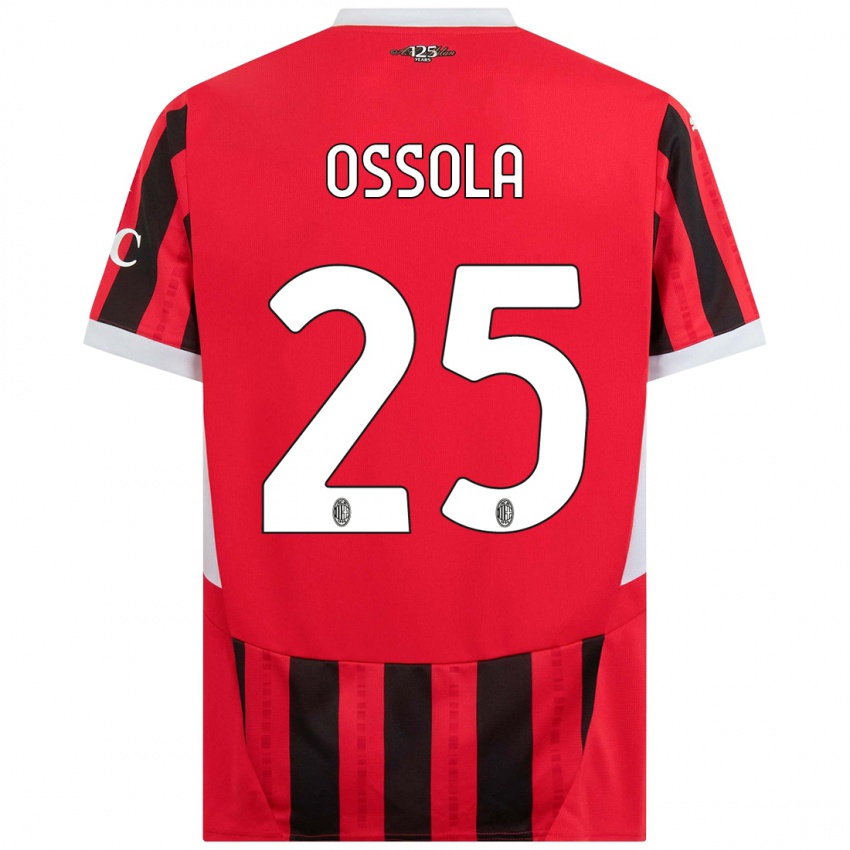 Niño Camiseta Lorenzo Ossola #25 Rojo Negro 1ª Equipación 2024/25 La Camisa