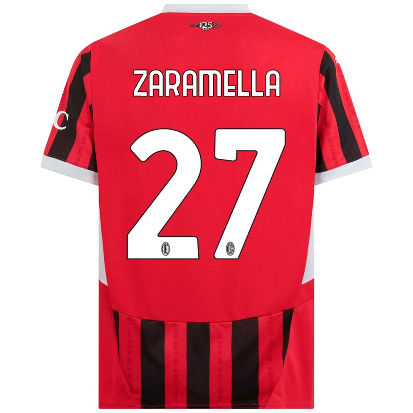 Niño Camiseta Mattia Zaramella #27 Rojo Negro 1ª Equipación 2024/25 La Camisa